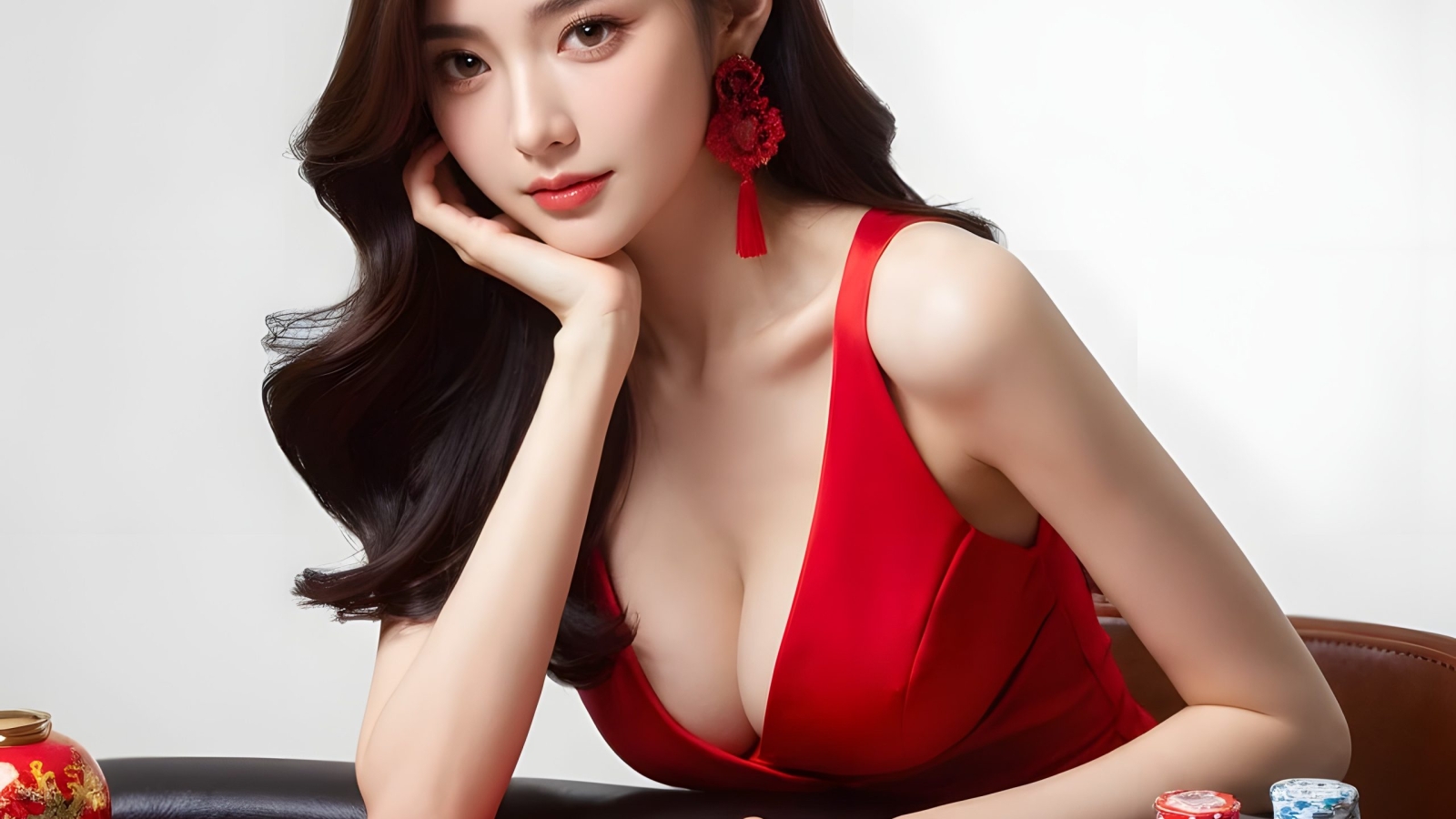 woman-red-dress-is-sitting-poker-table